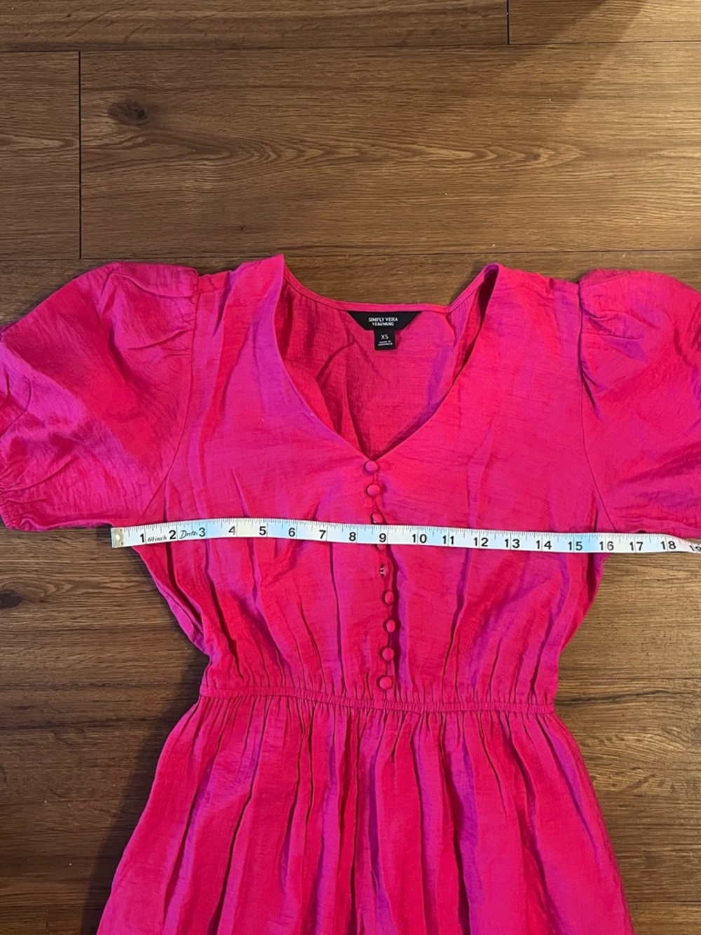 Simply Vera Vera Wang Hot Pink Maxi Dress with Button Bodice - Picture 7 of 8